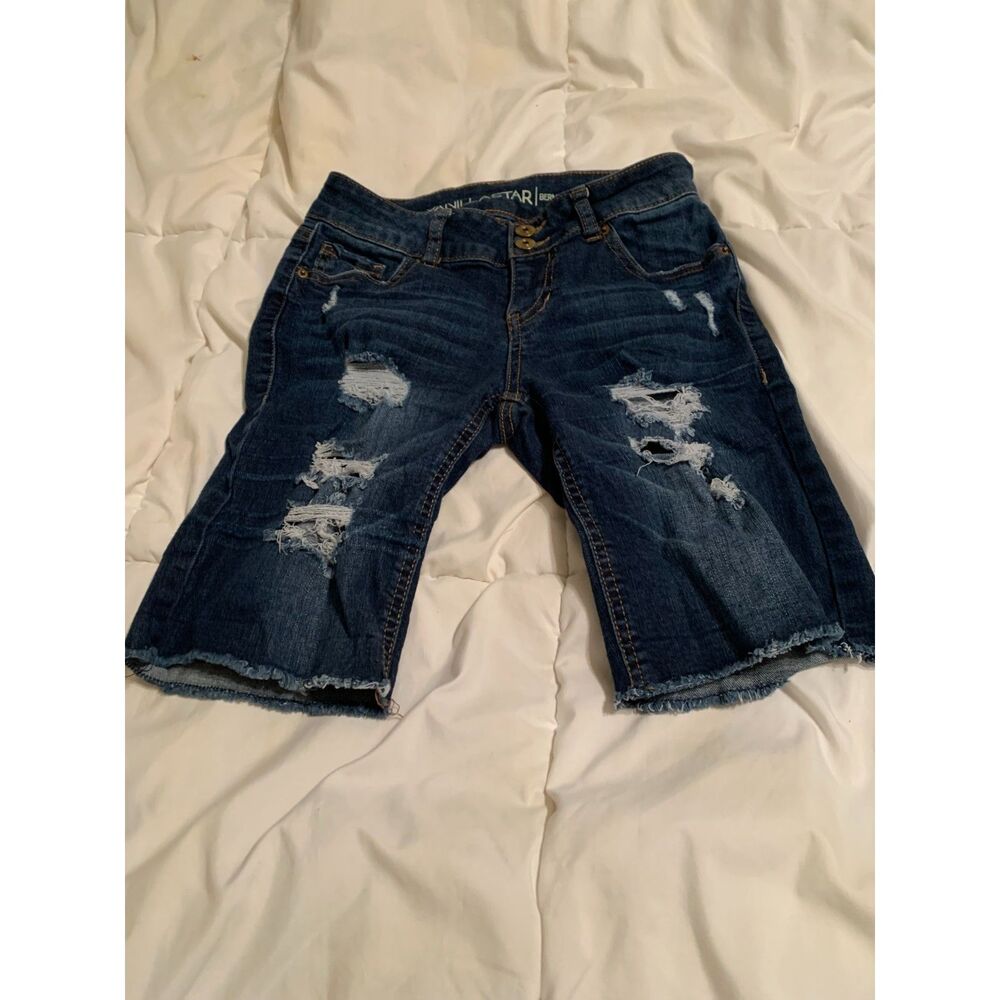 Vanilla Star Bermuda Distressed Denim Shorts Size 1